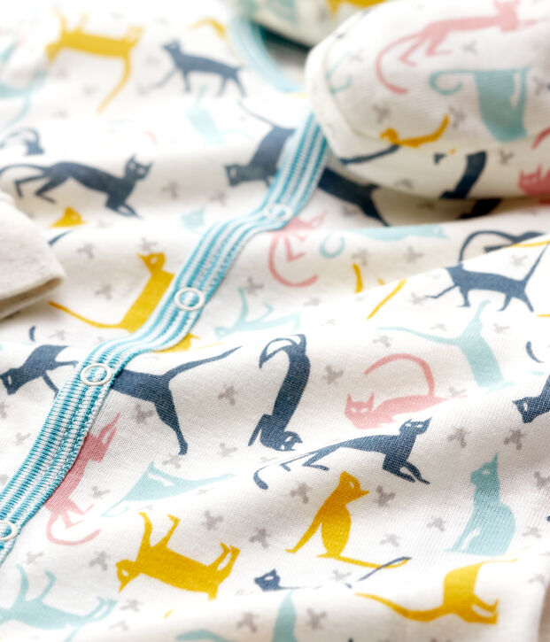 Conjunto de noche de gatitos de beb&eacute; de algod&oacute;n y lyocell blanco/multicolor